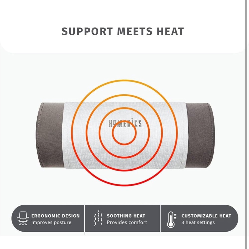 HoMedics Lumbar Support Pillow with Ergonomic Design for Better Posture and Heat